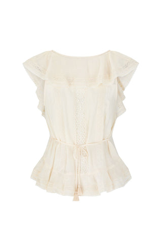 Fleur Lace Frill Sleeveless Blouse