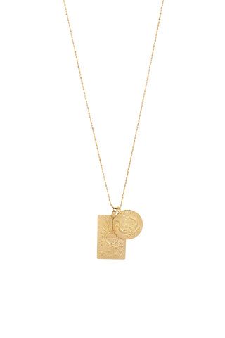 front-view-of-spell-s-taurus-stargazer-zodiac-necklace-the-double-embossed-pendant-charm-necklace-comes-in-22k-gold-vermeil-and-hangs-from-a-twisted-rope-chain